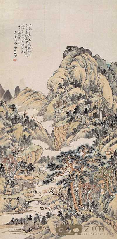 吴琴木 癸酉(1933)年作 烟岚湿翠 立轴 137×67cm